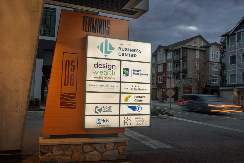 Langford Business Center signage by The Sign Pad in Langford BC