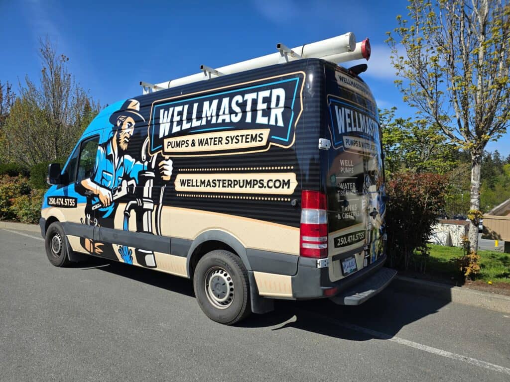 Wellmaster vehicle wrap promoting pumps & water systems.
