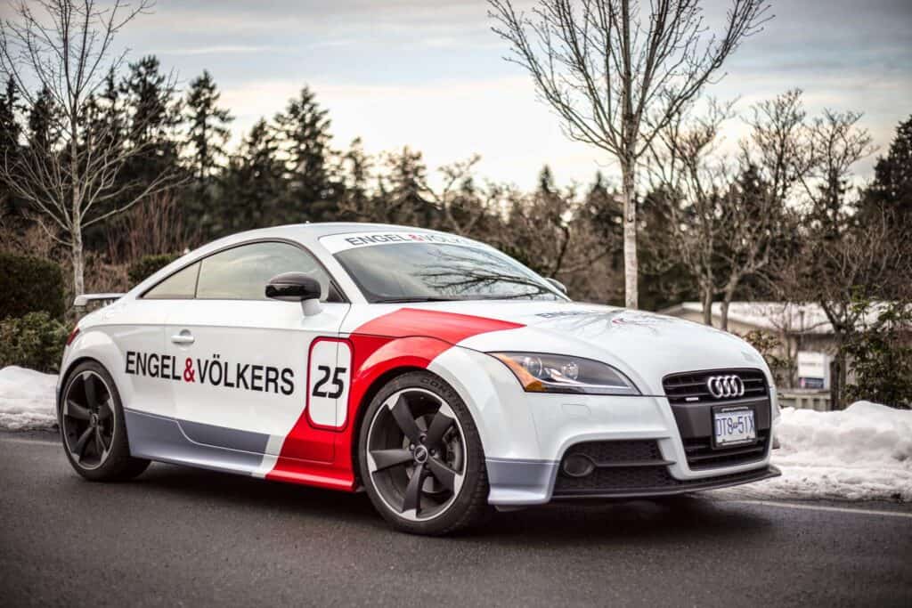 Custom vehicle wrap for Audi with Engel & Völkers branding in Victoria.