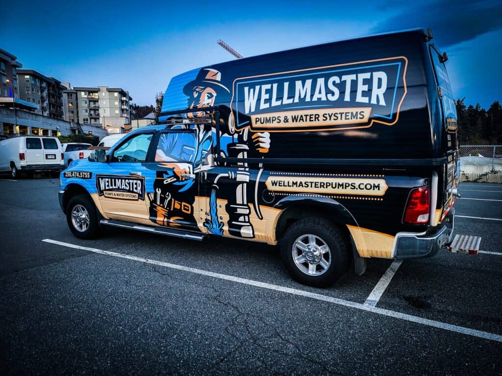 Custom vehicle wrap for Wellmaster Pumps & Water Systems in Victoria.