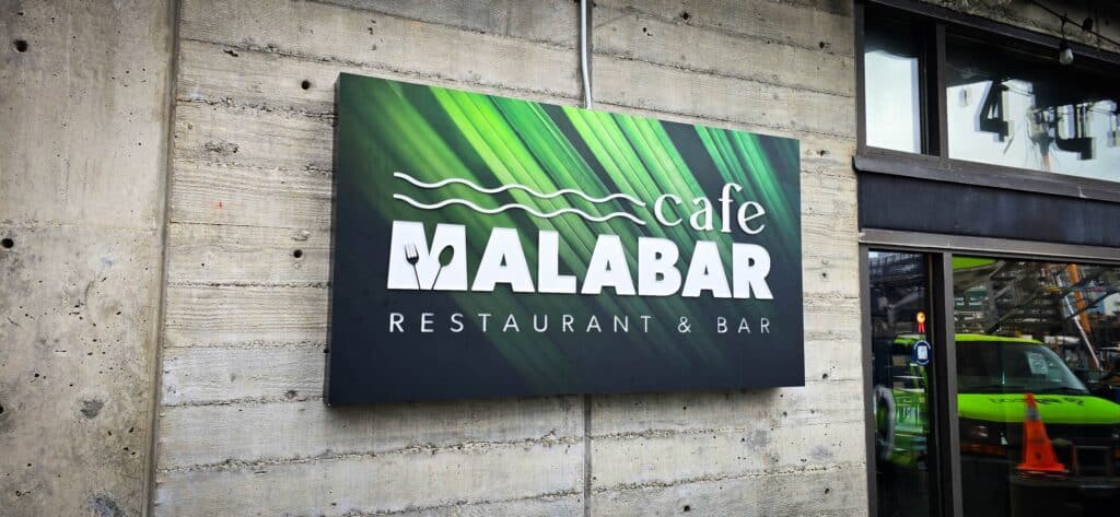 Custom cafe signboard for Valabar restaurant and bar in Victoria.