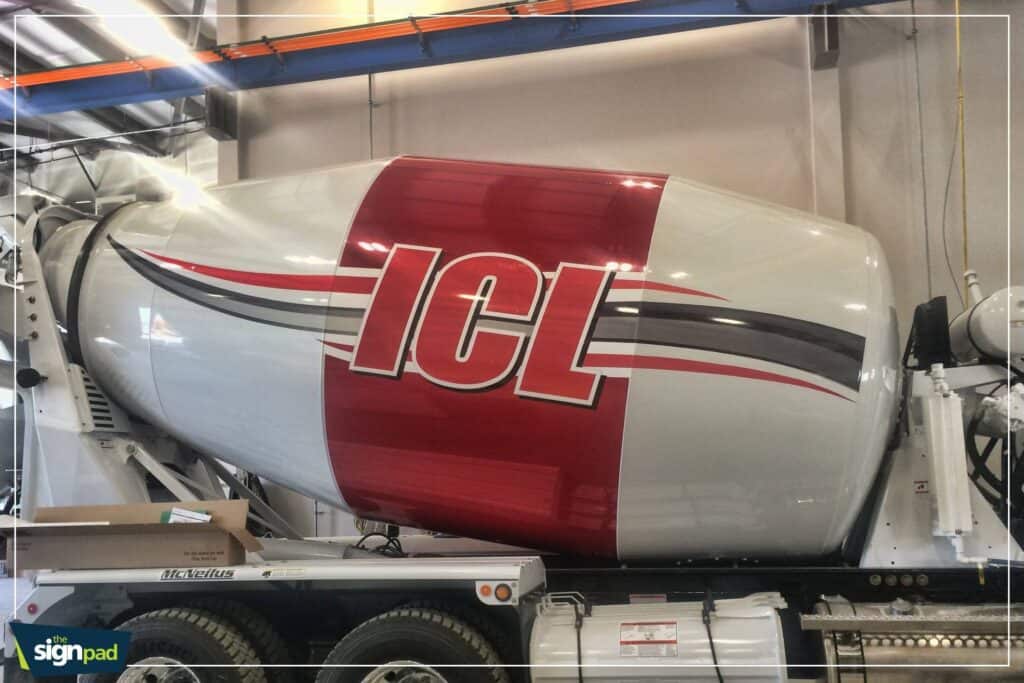 ICL fuel tank wrap for vehicle branding and advertising purposes.