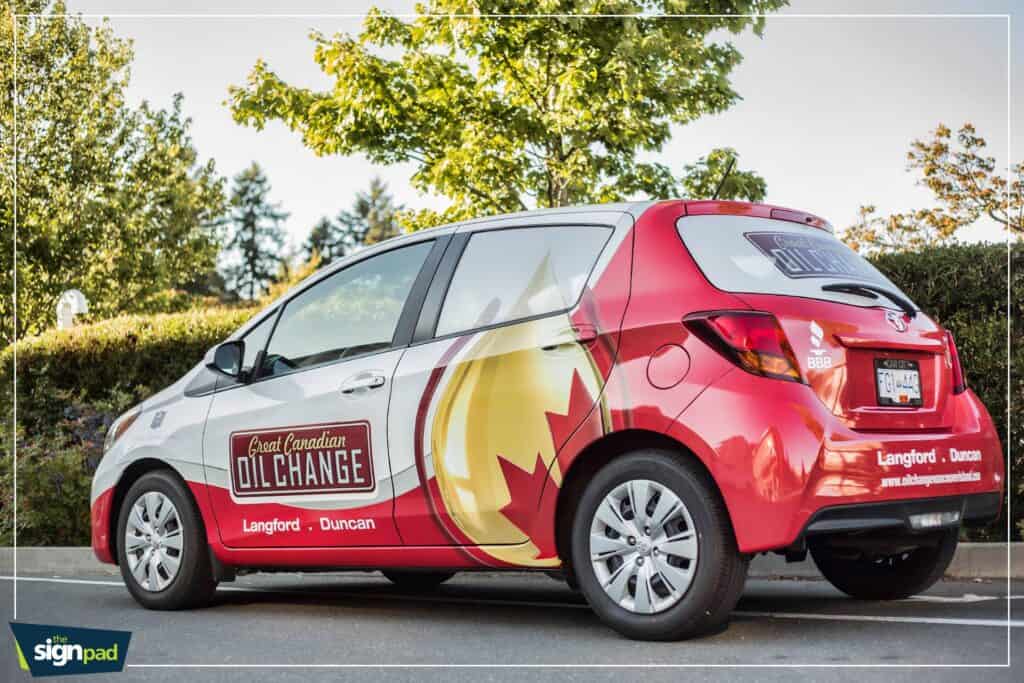 Custom vehicle wrap with company branding for Sign Pad in Victoria.