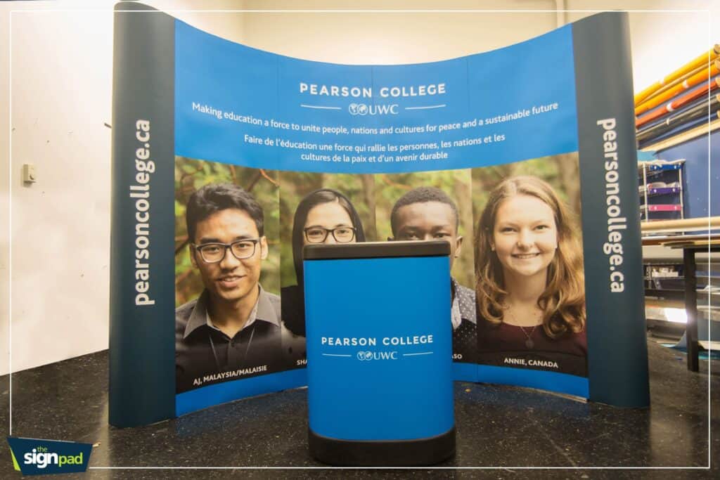 Custom Pearson College display for events and promotions.