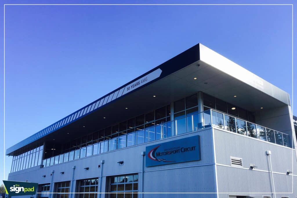 Custom business sign for Motorsport Circuit in Victoria.