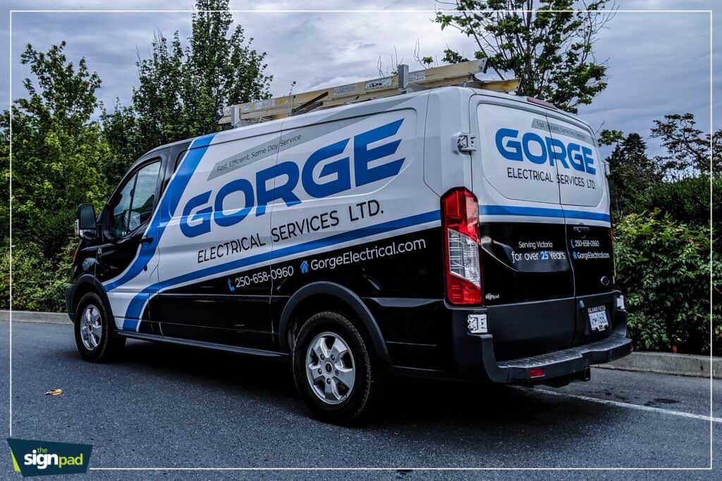 Gorge Electrical Services van with custom signage in Victoria.
