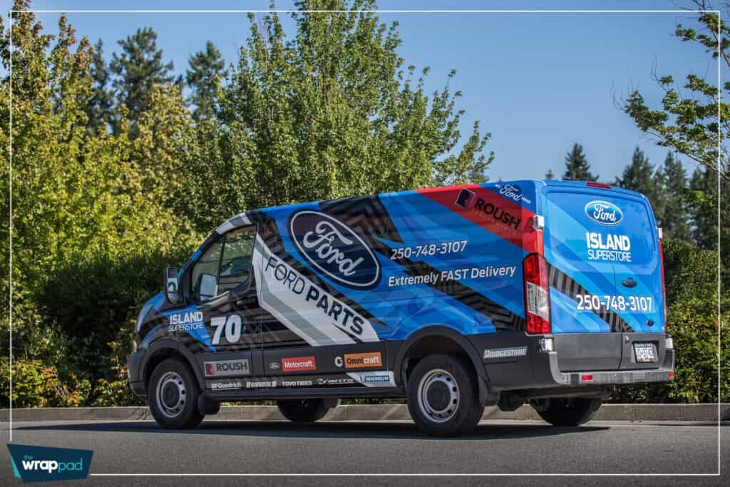 Ford Transit Custom van with custom vehicle wraps and signage in Victoria.