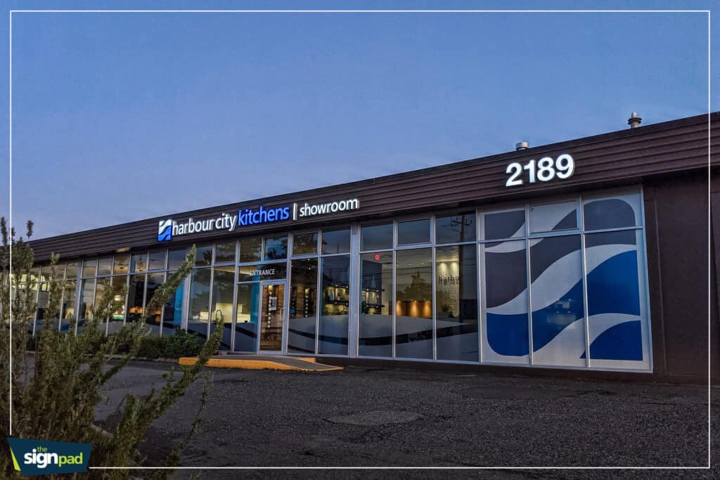 Harbour City Kitchens showroom exterior with signage.