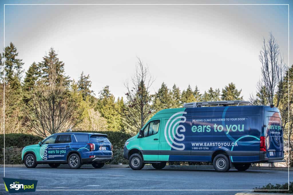 Custom vehicle wrap for Ears to You audiology clinic in Victoria.