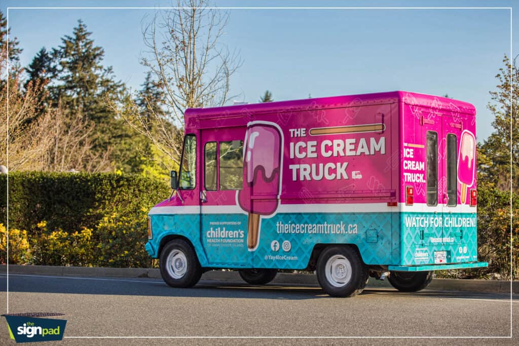 Ice Cream Truck Signage for Custom Vehicle Wraps in Victoria.