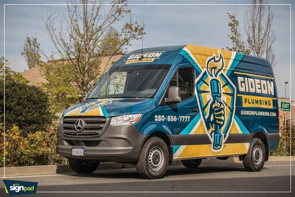 Vehicle wrap for Gideon Plumbing in Victoria.