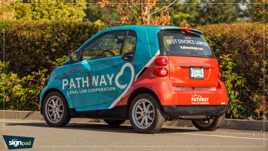 Custom vehicle wrap for Pathway Legal Law Corporation in Victoria.