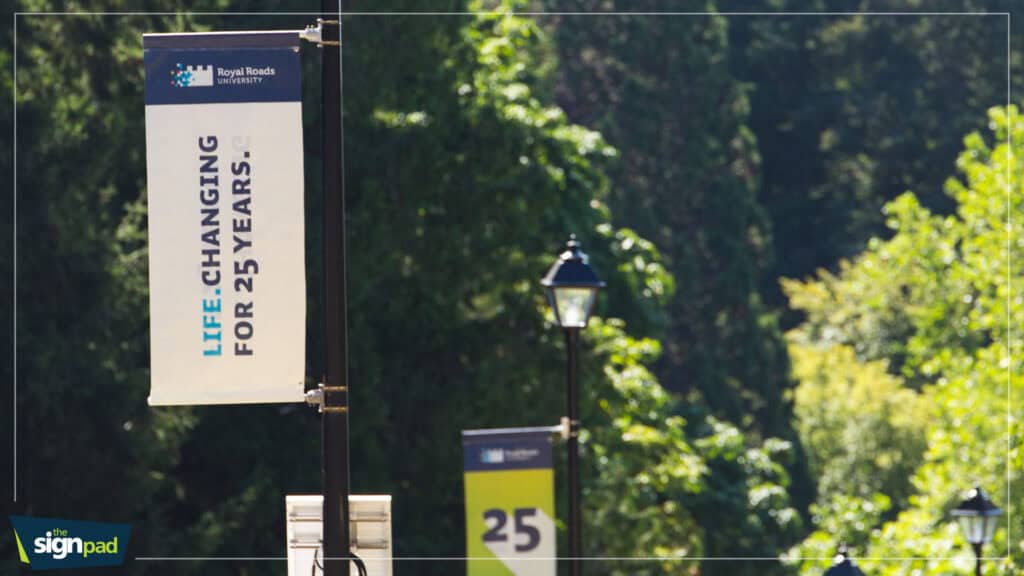 Custom outdoor sign for Royal Reads Library celebrating 25 years of service.