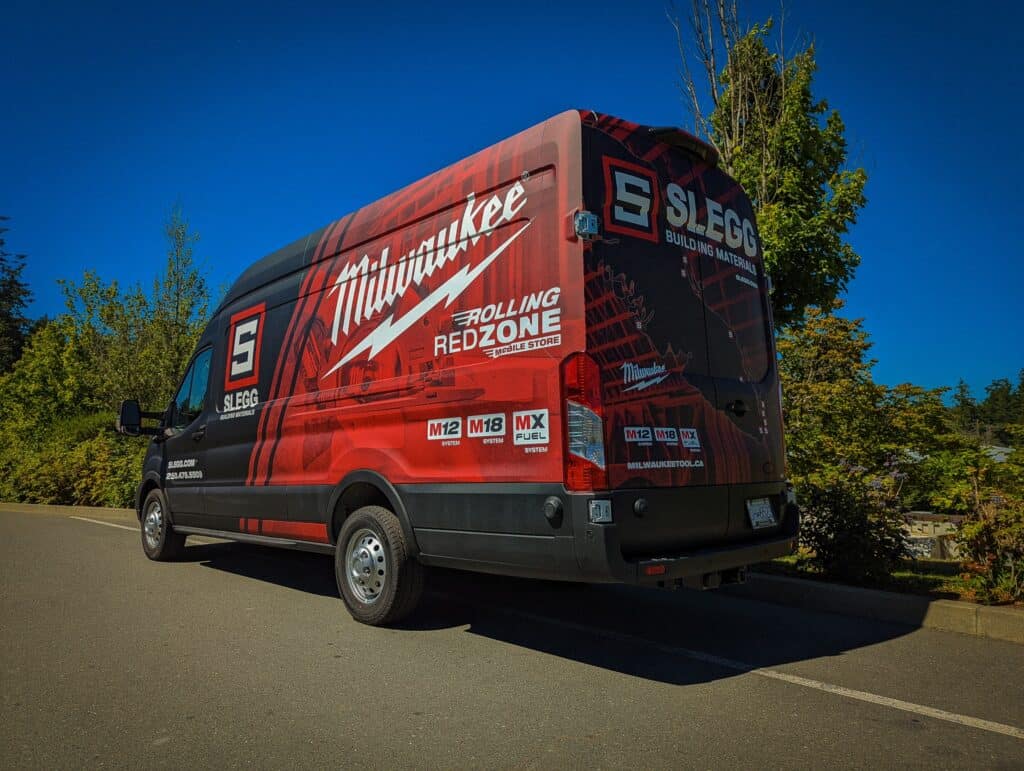 Milwaukee vehicle wrap with branding for signage and advertising.