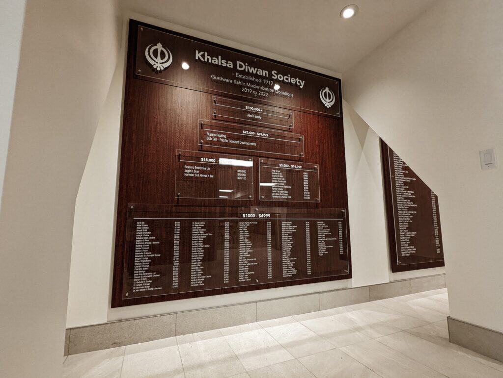 Signage for Khalasa Diwan Society in Victoria.