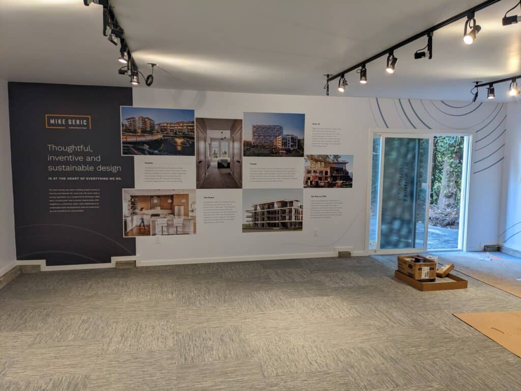 Modern interior showcasing custom signs and vehicle wraps in Victoria.