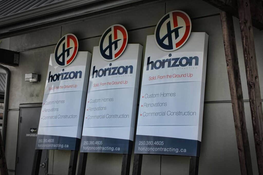 Custom outdoor signs for Horizon Contracting in Victoria.