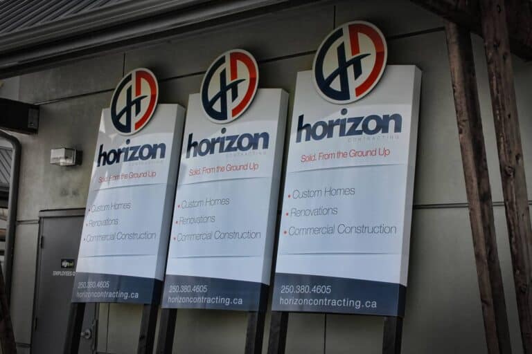 Custom outdoor signs for Horizon Contracting in Victoria.