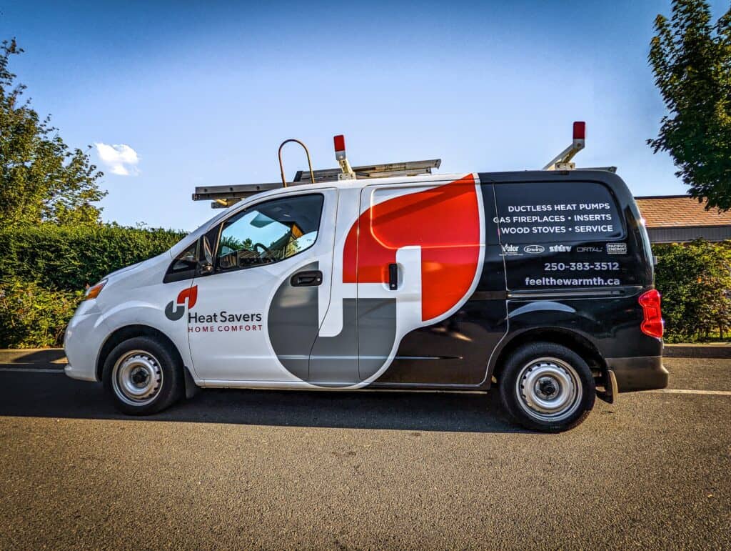 Custom vehicle wrap for Heat Savers, a heating and home comfort company in Victoria.