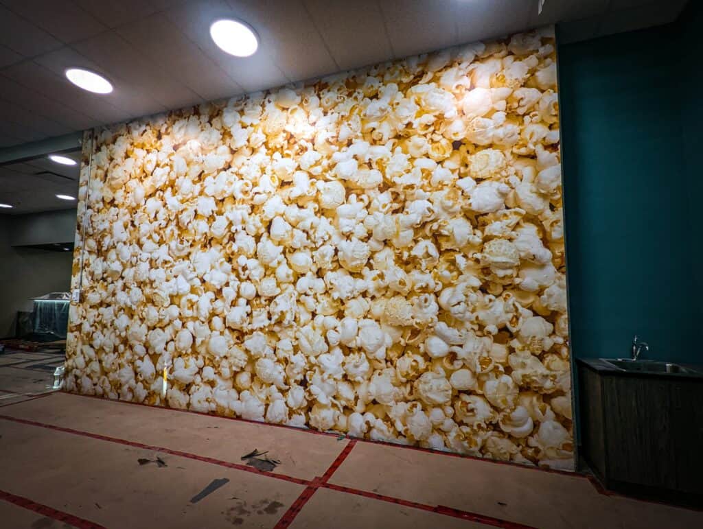 Popcorn wall mural for a vibrant, eye-catching interior design feature.