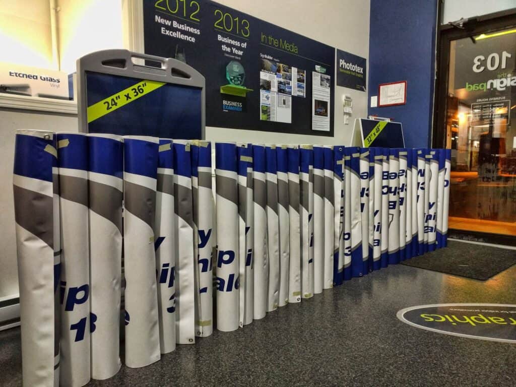 Sign pad with a 24" x 36" screen for customer check-in at The Sign Pad in Victoria.