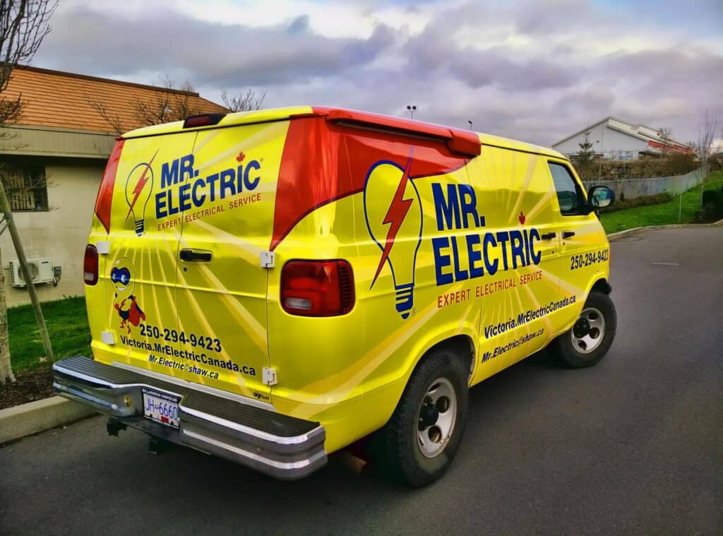 Vehicle wrap for Mr Electric electrical service van.